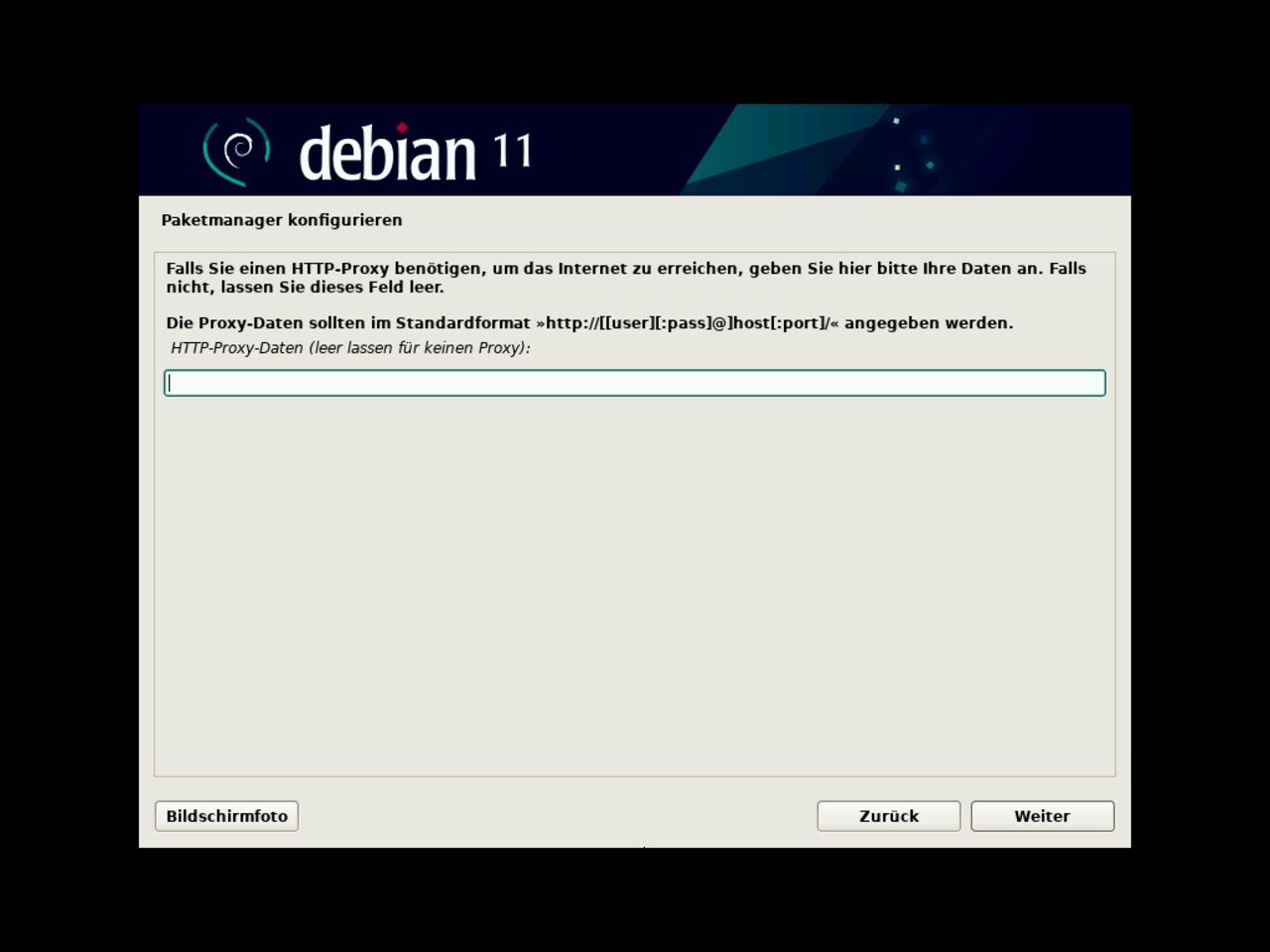 Mein erster Linux-Laptop - Definieren Sie den Proxy, um auf den Debian-Paket-Manager-Spiegelserver zu erreichen
