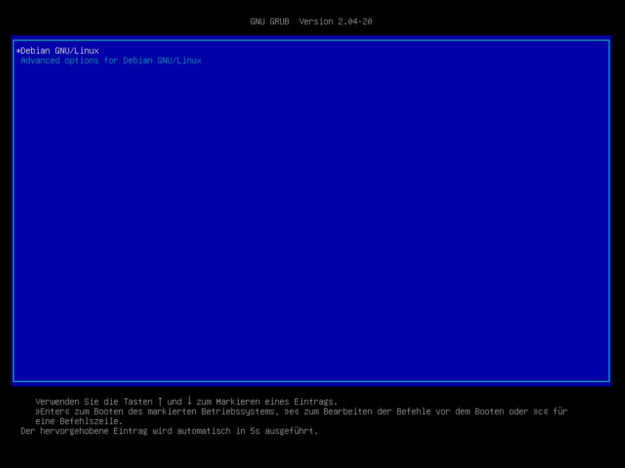 Mein erster Linux-Laptop - Erster Neustart des Systems, um mit der Debian-Installation fortzufahren
