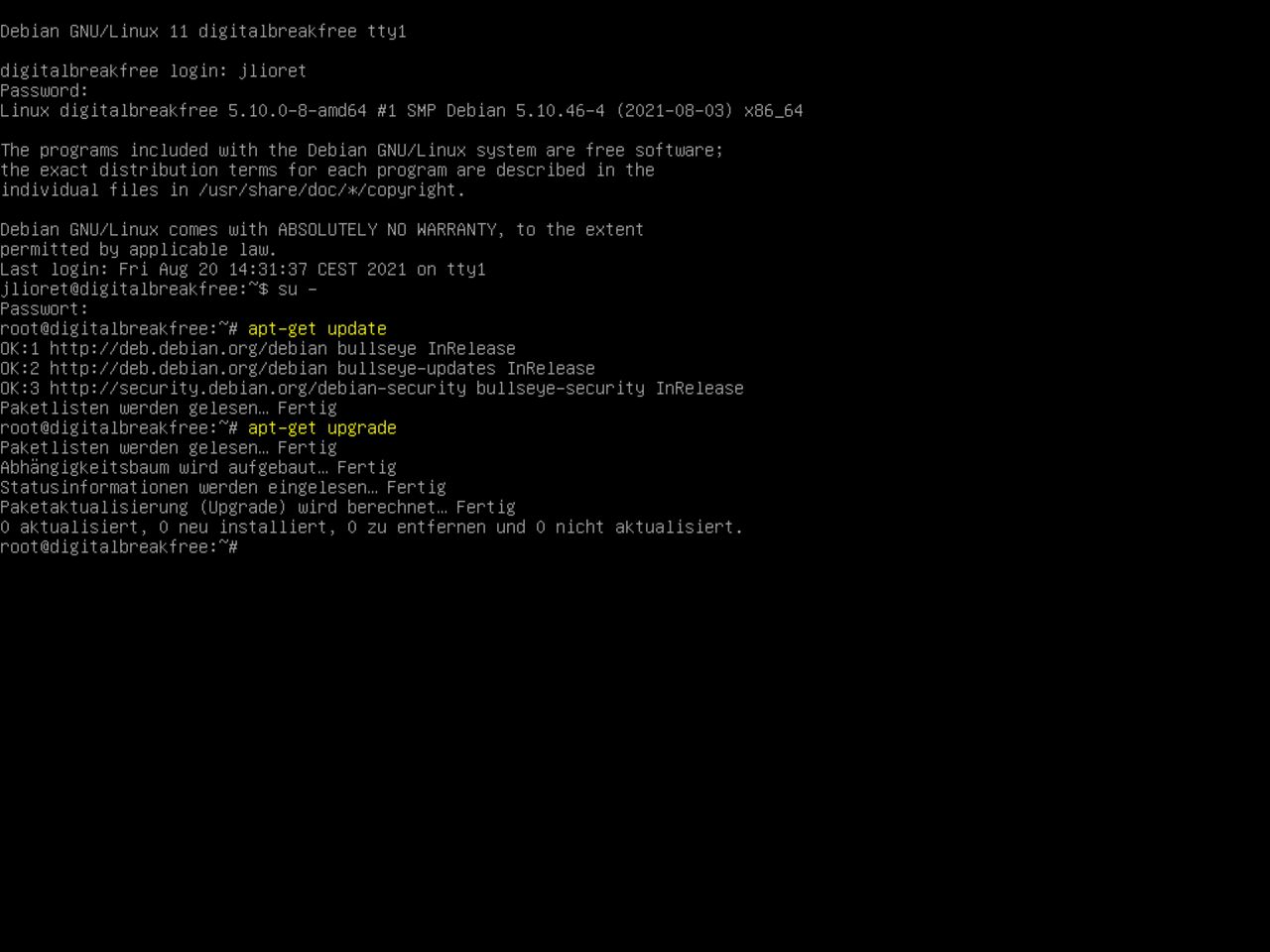 Mein erster Linux-Laptop - Prüfen auf Updates und Upgrades mit apt-get auf der neuen Debian-Installation