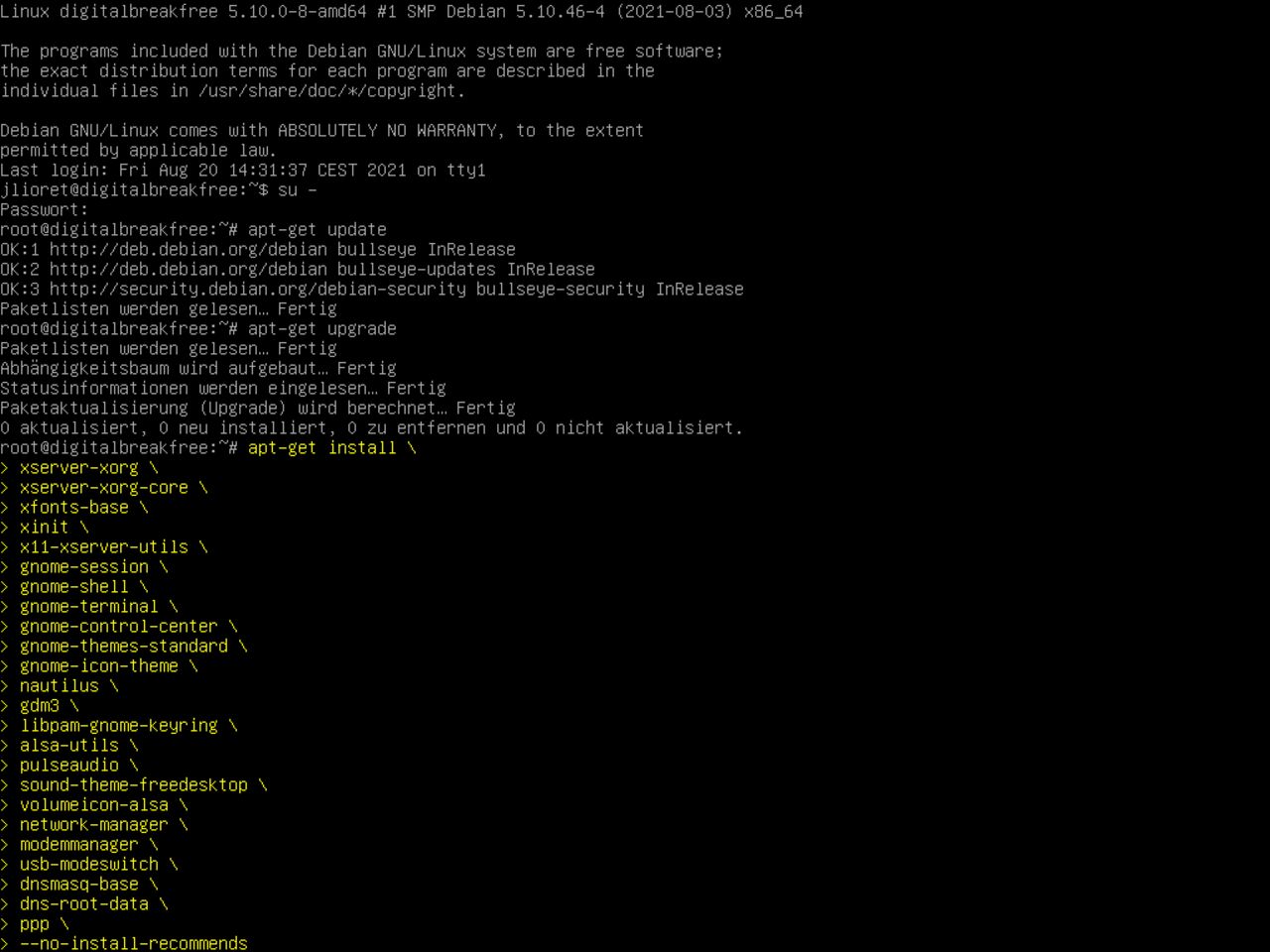 Mein erster Linux-Laptop - Installieren Sie die erforderliche Software für eine minimale Gnome-Installation auf Debian