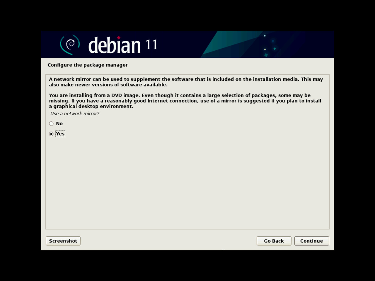 My first Linux laptop - Select the network mirror for the Debian package manager during installation