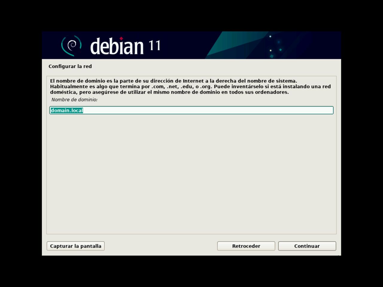 Mi primero laptop con Linux: elija el nombre de dominio para la configuración de la red durante la instalación de Debian