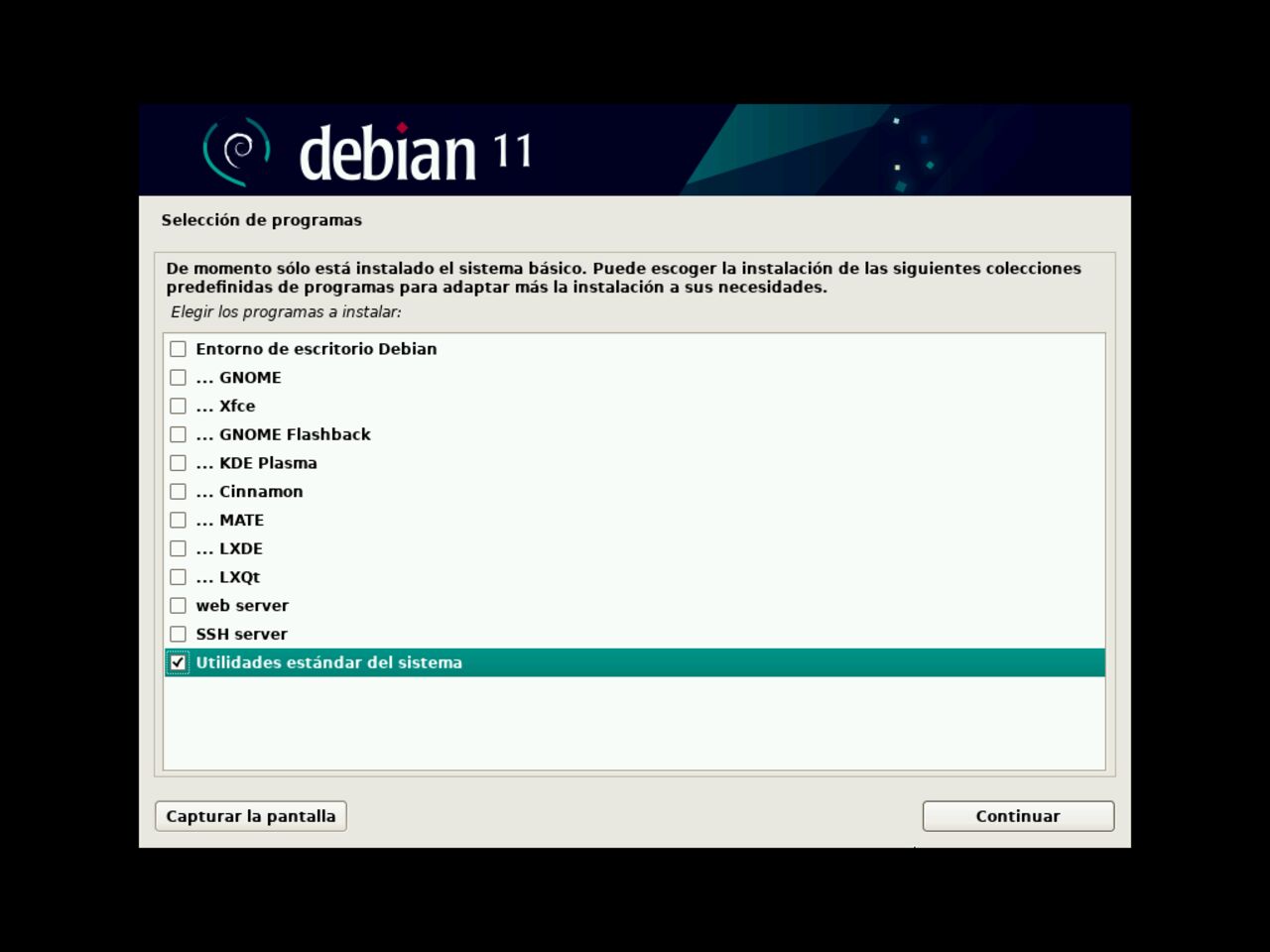 Mi primero laptop con Linux: seleccione el software para instalar durante la instalación de Debian