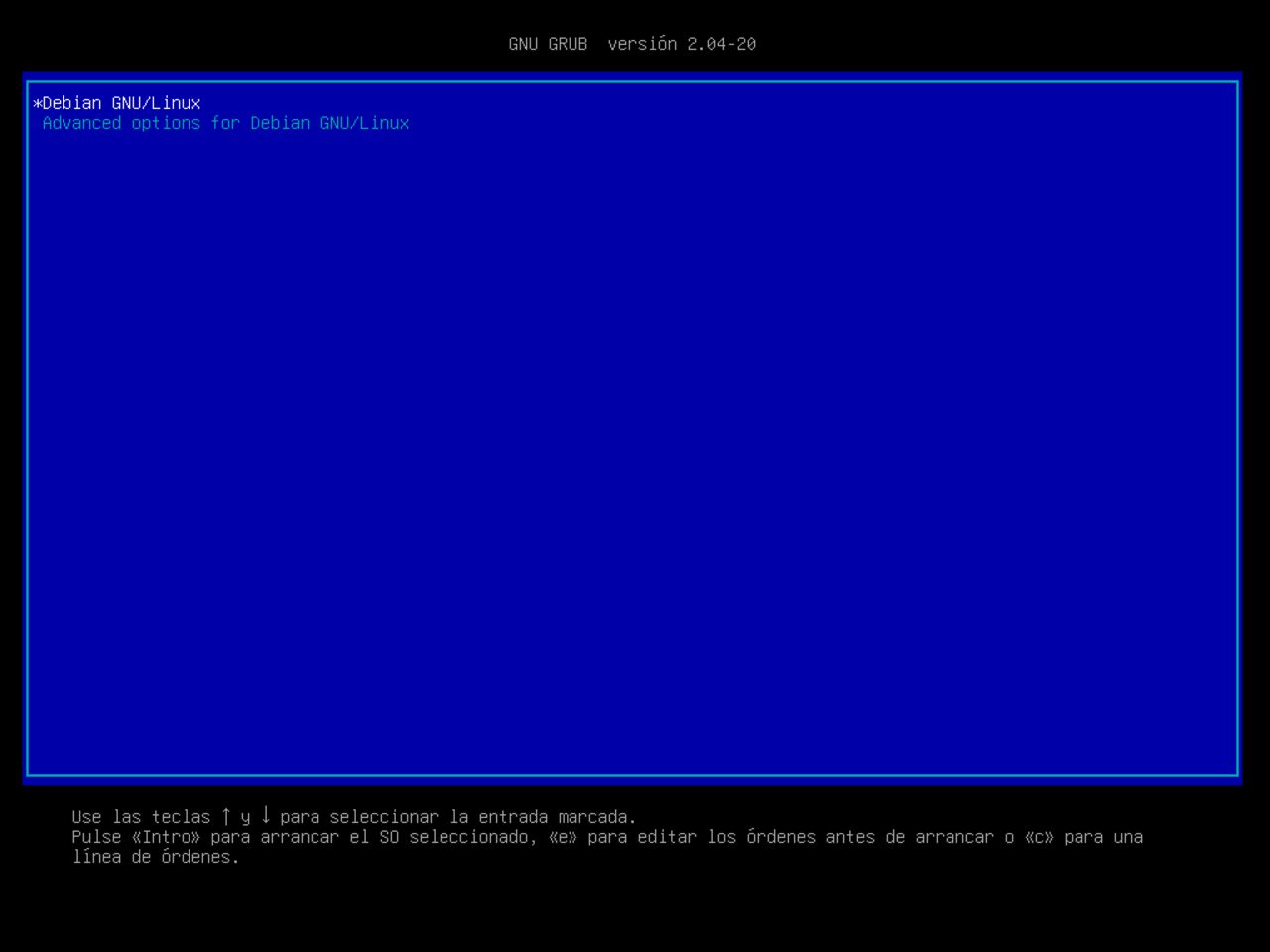 Mi primero laptop con Linux: primer reinicio del sistema para continuar con la instalación de Debian