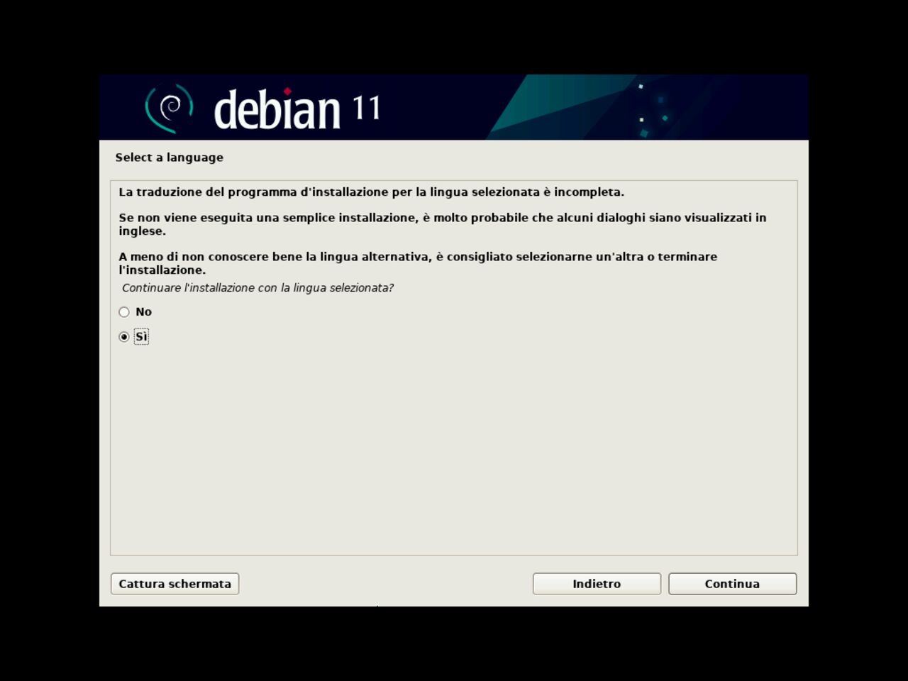 Il mio primo laptop Linux - Seleziona la posizione geografica per l'installazione Debian