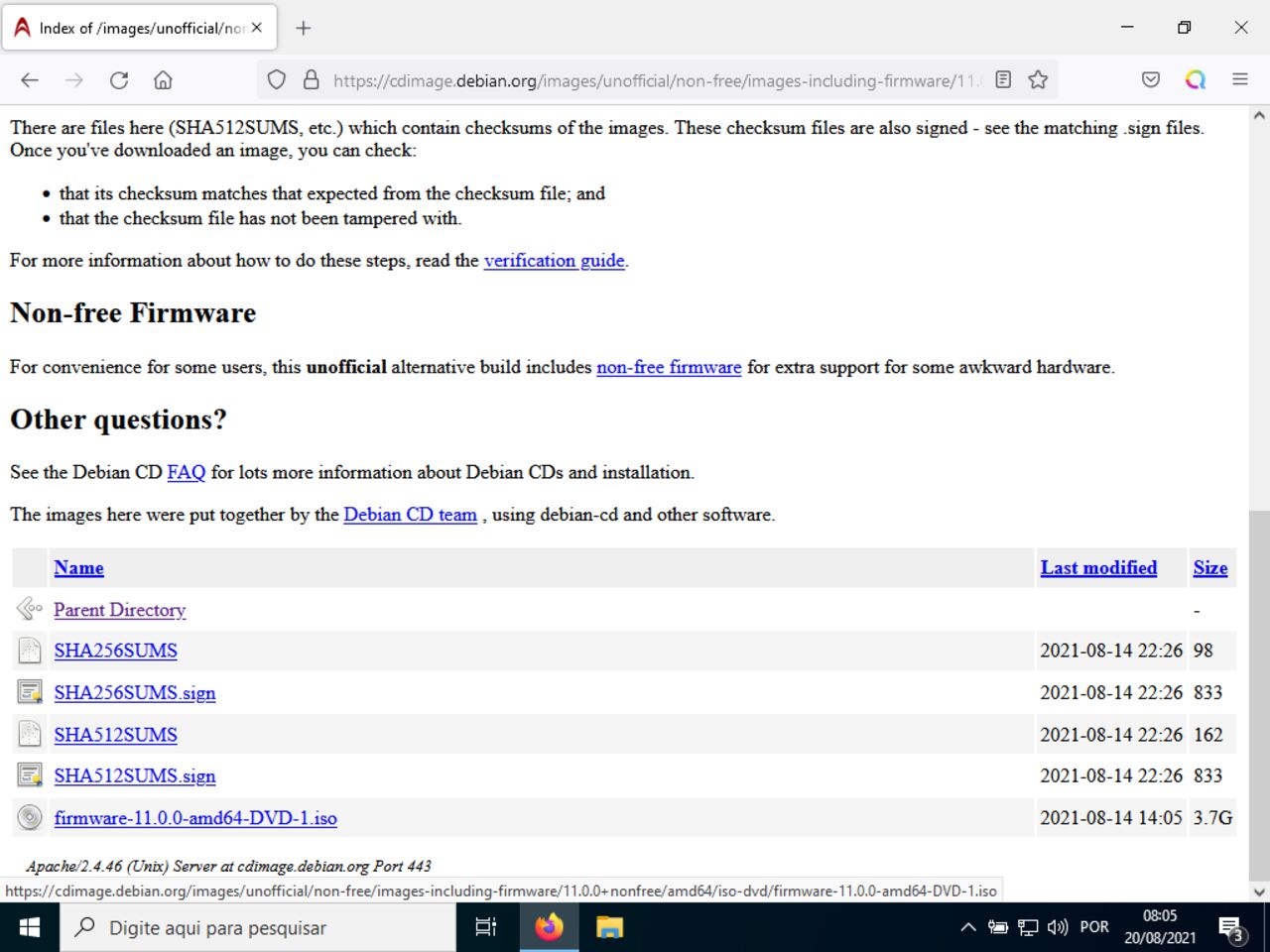 O meu primeiro laptop Linux - Baixar a imagem ISO Debian firmware non-free CD / DVD selecionada