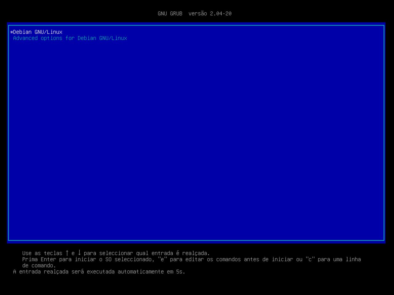O meu primeiro laptop Linux - Primeiro reinicie do sistema para continuar com a instalação do Debian