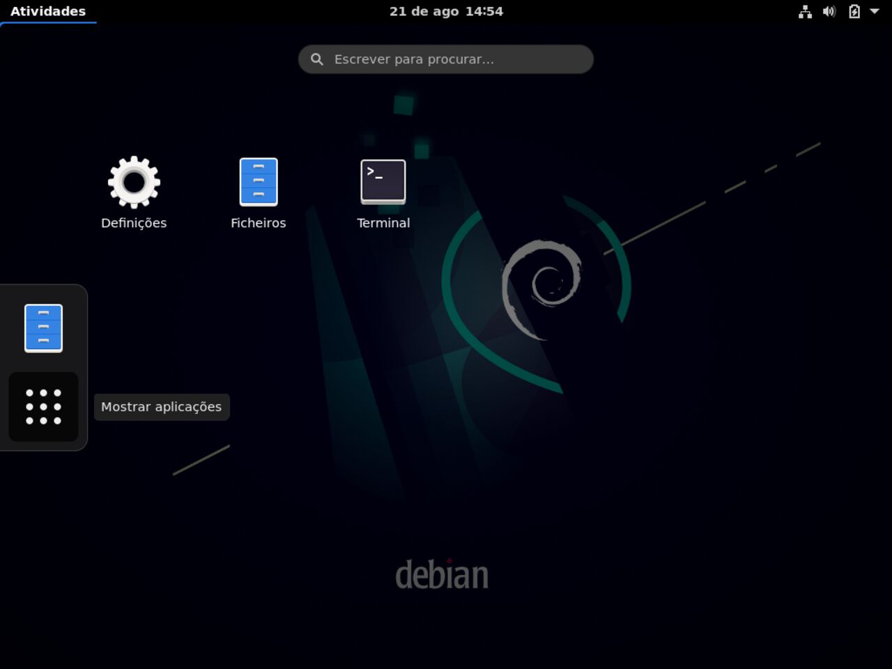 O meu primeiro laptop Linux - A instalação do Debian com um entorno gráfico mínimo do Gnome está pronto para uso